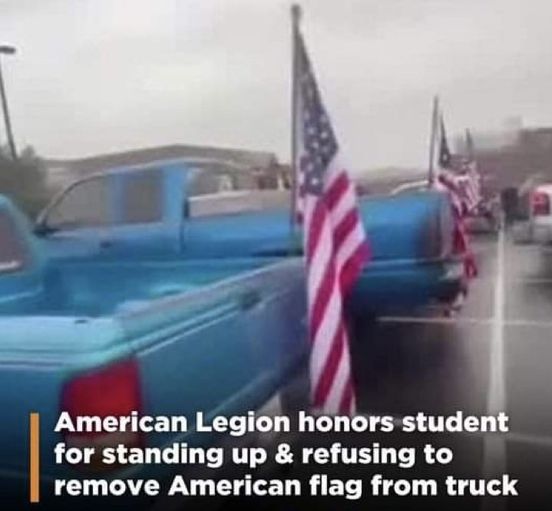 American Legion honors student for standing up, refusing to remove American flag from truck